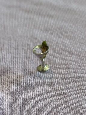 NEW Retired "Martini Glass" Charm - Sterling Silver/Green Olive